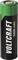 Green-and-black Voltcraft 5000 mAh battery cell shown upright on a white background.