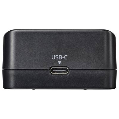A black charging dock with a visible USB-C port labeled 'USB-C'.