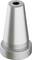 A metallic, conical tool holder with a cylindrical base and a central circular opening at the top, used in manufacturing machinery.