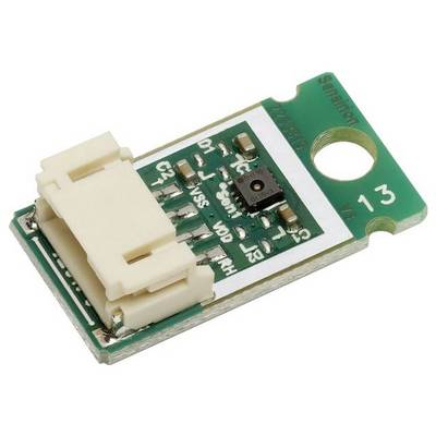 A small green circuit board with a white connector, black chip, and several electronic components, likely a sensor module for electronic devices.
