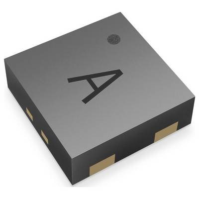 A small, square electronic sensor with a metallic casing and soldering points on the sides, designed for integration into circuits.