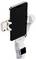 White smartphone gimbal with a mounted smartphone and attached LED light, designed for stable video recording and photography.