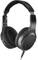 A pair of black over-ear headphones with cushioned ear cups and an attached cable, designed for personal audio listening.