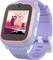A colorful smartwatch with a pink face, purple strap, and a screen displaying '10:10' on Sunday, February 8th, against a scenic backdrop.