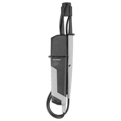 Black Voltcraft test probe with attached cable and gray handle, shown on a white background.
