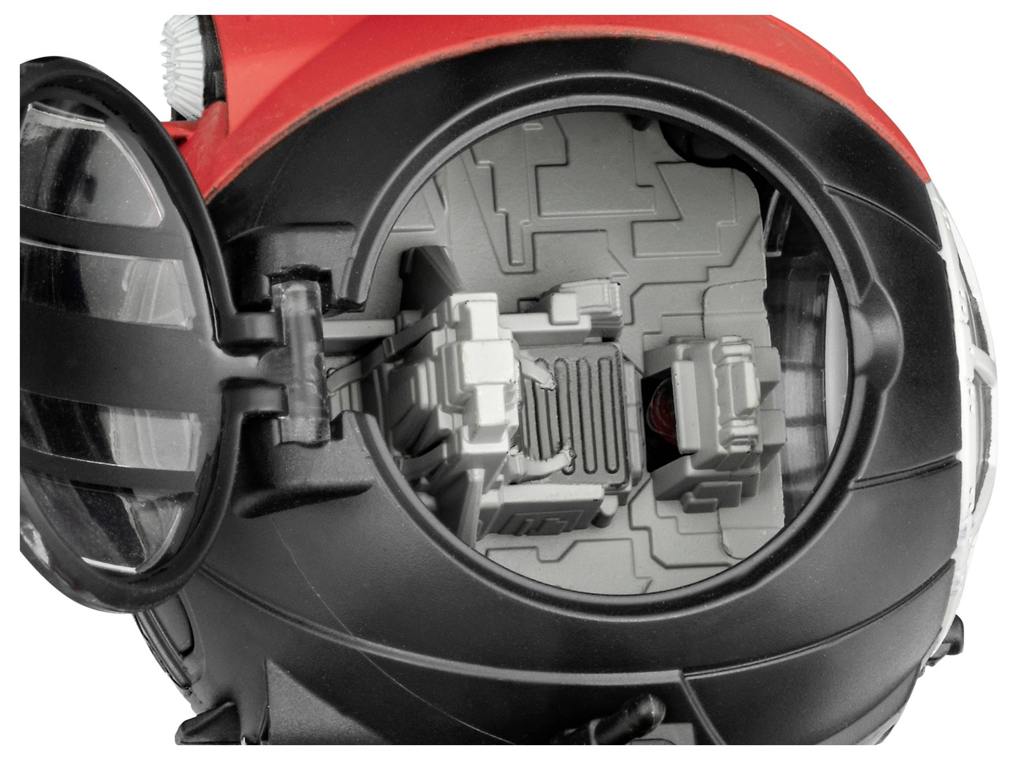 The image shows the interior view of a colorful spherical toy, revealing its intricate, maze-like structure.