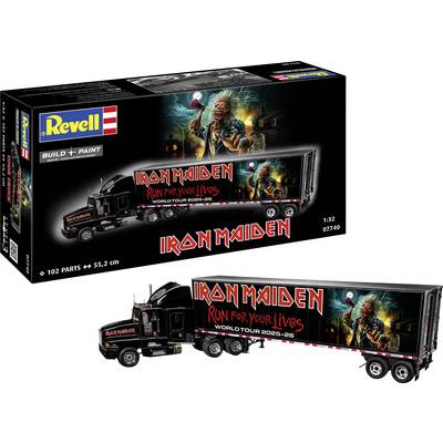 'Revell model kit of a truck featuring Iron Maiden's 'Run for Your Lives' world tour design. Box shows completed truck with artwork.'