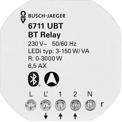 'Busch-Jaeger 6711 UBT BT Relay' device, rated 230V, 50/60Hz. LED type: 3-150 W/VA. Compatible with Bluetooth, 0-3000W, 6.5 AX.