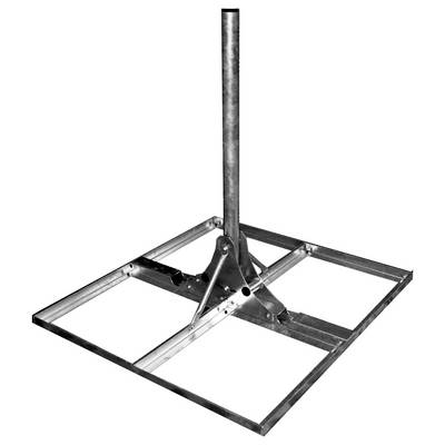 Base for mounting a pole, featuring a metal square frame with a central vertical support designed for stability and installation.