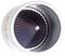 Close-up of a circular black turbine or fan impeller inside a silver housing on a white background.