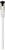 A white coaxial cable with a black and metal connector on one end, used for transmitting audio or video signals.