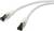 A white Ethernet cable with two connectors, used for network and internet connections.