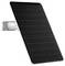 A black solar panel mounted on a white adjustable bracket, angled upwards, suitable for harnessing solar energy.