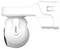 A white security camera with a sleek, modern design is mounted on a bracket. The brand logo is visible on the device.
