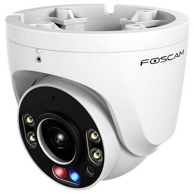 A white Foscam security camera with multiple lenses and lights designed for monitoring and surveillance.