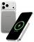 A smartphone on a wireless charging pad shows a charging status of '98% Charged'. Another phone is shown from the back with three cameras.