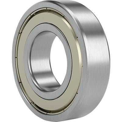 A metallic ball bearing with a shiny silver surface and circular design, used for reducing friction in machinery.