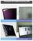 'Comparison of edge glue privacy filter vs traditional filter: upper left shows easy installation, lower left shows perfect fit; right images show traditional filter's complexity and unsightly installation.'