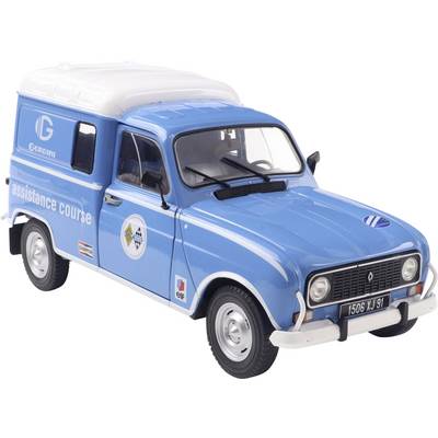 A vintage blue van with 'assistance course' text on side, featuring racer decals and a white roof, representing a classic service vehicle.