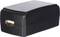 A black USB wall adapter with a single USB port.