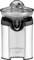 A stainless steel electric citrus juicer with a clear plastic cover and branded front, designed for easy manual pressing of citrus fruits.