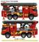 Two side views of a red toy fire engine with an extendable ladder. Text: 'VOLVO TRUCK FIRE ENGINE', length shown as '19 CM / 7.5 INCH'.