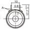 Technical drawing of a circular part with a central hole and top tab, dimensioned 10 mm wide and 17.7 mm high, with 7.3 mm inner diameter and marked detail A.