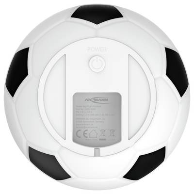 A circular object with black and white pentagon and hexagon patterns resembling a soccer ball. The word 'Power' and a button are visible at the top center.