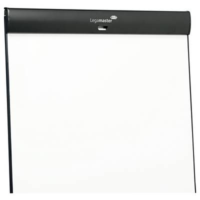 A blank flip chart from Legamaster with a black frame at the top, designed for use in presentations or meetings.