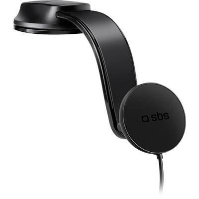Black SBS magnetic car phone holder with suction mount and charging cable<br>