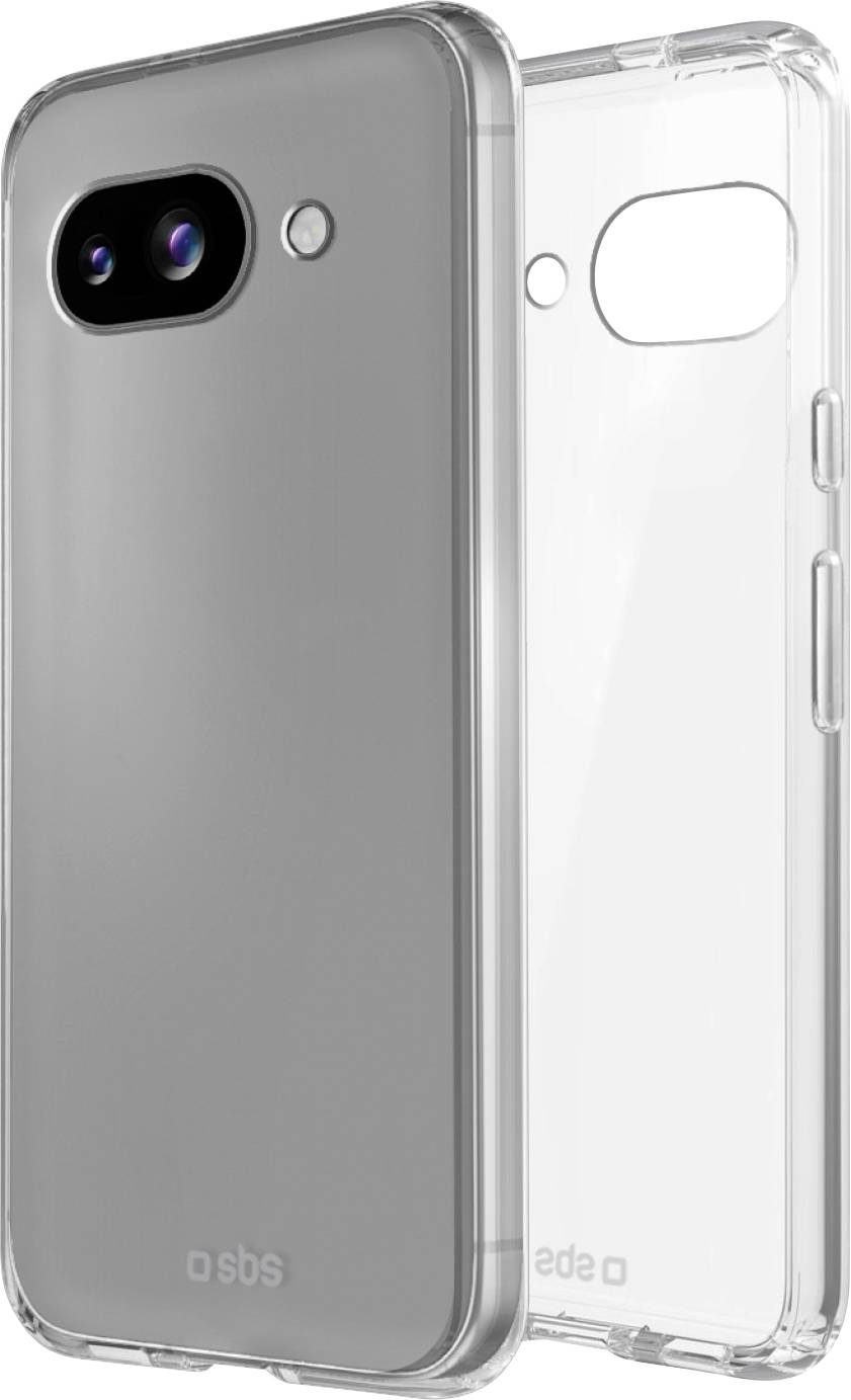 'Clear phone case with dual-camera cutout, showcasing front and back views. Designed for protection while maintaining aesthetics.'
