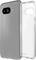 'Clear phone case with dual-camera cutout, showcasing front and back views. Designed for protection while maintaining aesthetics.'