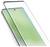 A smartphone with a green gradient screen is shown under a transparent screen protector, highlighting device protection features.