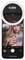 'A woman with long hair drinks from a takeaway cup through a straw while holding a phone with an illuminated selfie ring light.'