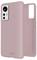 Pink phone case for a smartphone with three camera cutouts, displayed from back and slightly angled view.