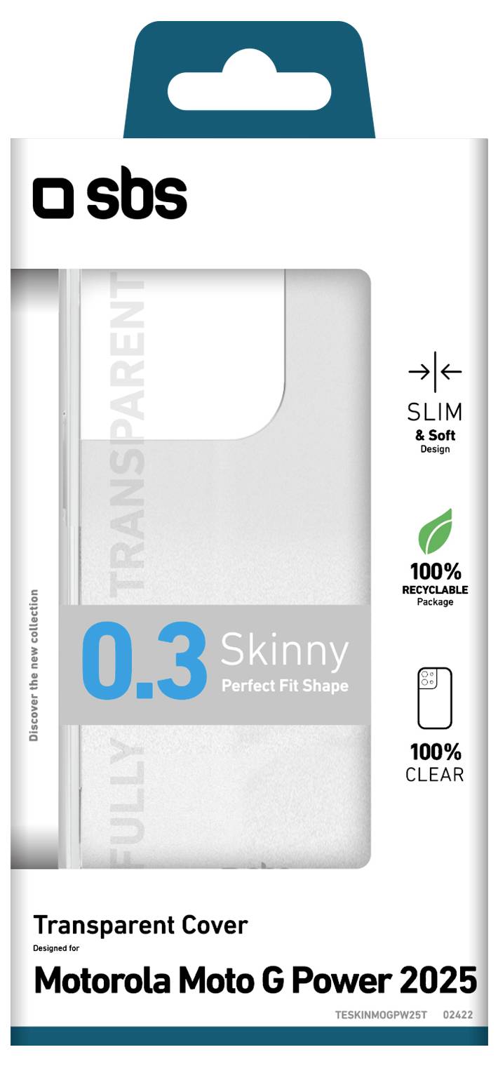 'Transparent cover for Motorola Moto G Power 2025 offering slim, soft protection. Eco-friendly with 100% recyclable and clear design.'