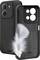 Two black SBS smartphone cases, one features a soft white feather design, emphasizing its lightweight protective quality.
