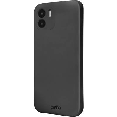 A sleek, matte black smartphone case with cutouts for dual cameras at the top left and a logo reading 'sbs' at the bottom center.