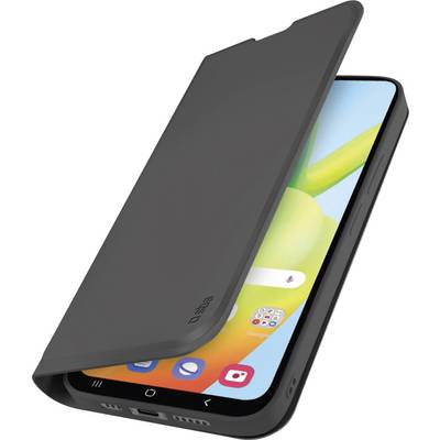 'Slim black phone case covers the front of a smartphone displaying a colorful home screen, providing protection while allowing easy access.'