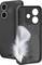 A black smartphone case with a white feather, indicating lightness and protection. The case has openings for camera lenses.
