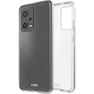 'Two clear phone cases for different smartphone models, one fitted on a black phone and the other displayed empty.'