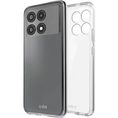 Two transparent phone cases, one with cutouts for four rear cameras, positioned back to back. Clear and glossy surface shown.