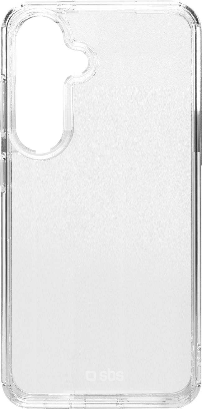 Clear phone case with cutouts for the camera and buttons, featuring a minimal design for Samsung models.