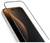 Smartphone with a screen protector applied, showing a pattern of orange dots on the screen. Device is angled to highlight side buttons.