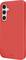 A bright red phone case with three rear camera cutouts and a small SBS logo near the bottom.