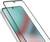 A smartphone screen with a protective glass being applied, showing a close-up of the phone's bezel and edge-to-edge display.