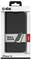 'Wallet Smooth' black phone case with stand function for iPhone 16 displayed in packaging.