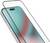 A smartphone with a colorful screen is being covered by a clear glass screen protector, suggesting device protection.