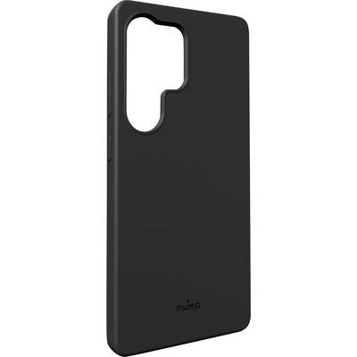 A sleek black phone case with a camera cutout and branding at the bottom, designed to fit a specific phone model.