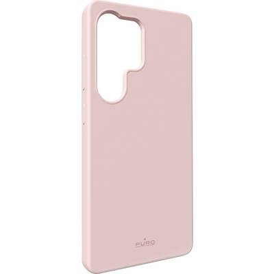 A pink smartphone case with a camera cutout and 'Puro' branding at the bottom.